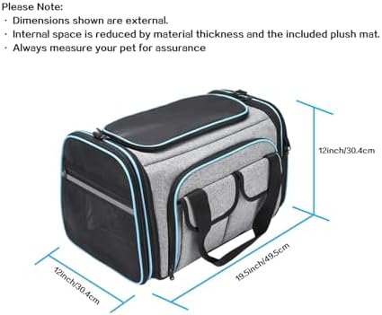 Airline Approved Pet Carrier, Large Soft Sided Pet Travel TSA Carrier 4 Sides - Image 3