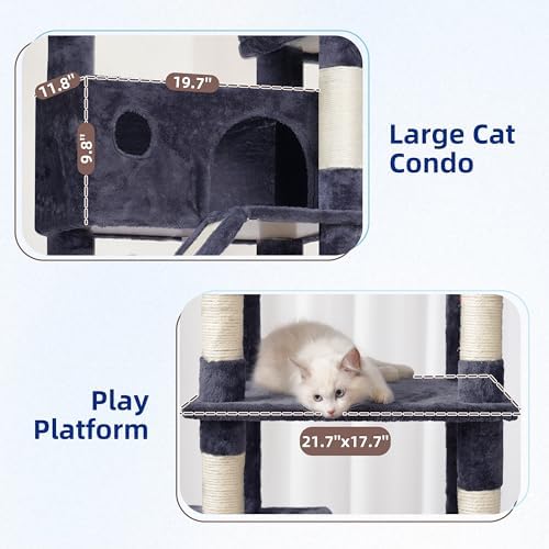 Gitelsnour Tall Cat Tree Tower for for Multiple Cats, Large Condo - Image 4