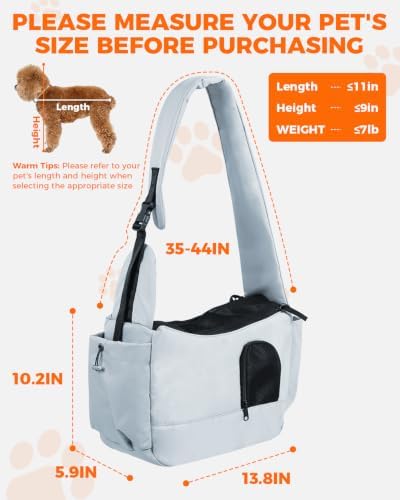 Lightweight Pet Sling Carrier for Small Dogs Under 7Lb, Light Grey - Image 2