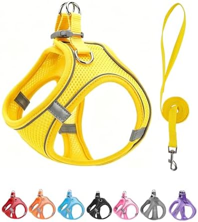 XXS Yellow Soft Mesh Dog Harness and Leash Set, No Escape Puppy Harnesses by Unknown