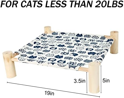 Patas Lague Cat Hammock Bed Small Eleveted Dog Bed 19x19 in White Cat - Image 5