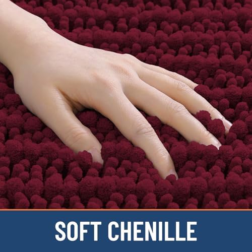 Smiry Bathroom Rugs 47X17, Extra Soft Rubber Backing Chenille Bath Mats - Image 4