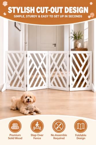 24" Wooden Dog Gate Indoor, Freestanding Pet Gate - Image 5