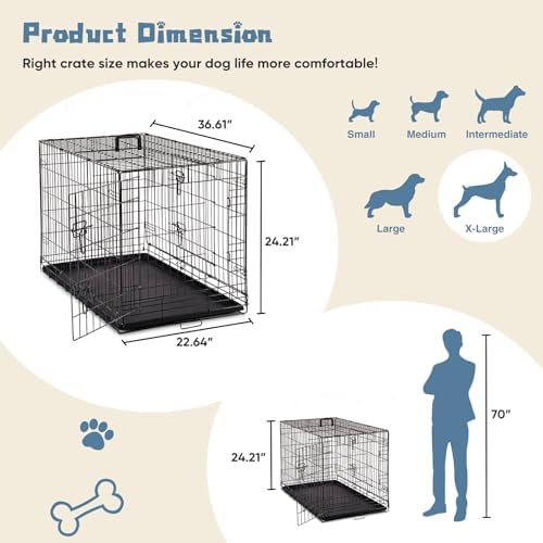 DUMOS 36 Inch Dog Crate, Puppy Small Medium Foldable Dog Cage Pet Kennel - Image 5