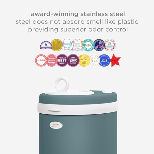 Ubbi Stainless Steel Diaper Pail, No Special Bags, Odor-Locking, Open Water - Image 5