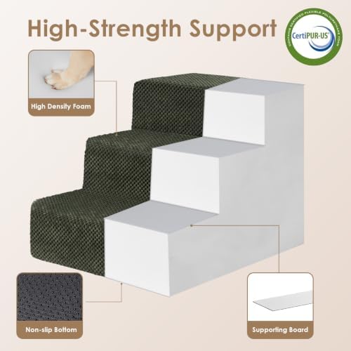 EHEYCIGA Dog Stairs 13.5" H, 3-Step Extra Wide Dog Steps - Image 4