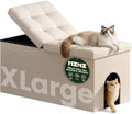 3-in-1 Cat Litter Box Enclosure Furniture, Cat Ottoman by MZNZ