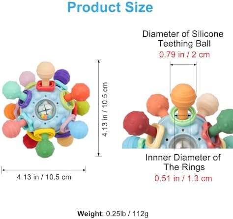 Baby Montessori Sensory Teething Toy 0-6 6-12 Months, Teether Ball & Rattle - Image 6