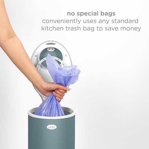 Ubbi Stainless Steel Diaper Pail, No Special Bags, Odor-Locking, Open Water - Image 6