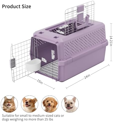 RIZZARI Purple Pet Carrier: Airline Approved Dog Crate Travel Kennel - Image 5
