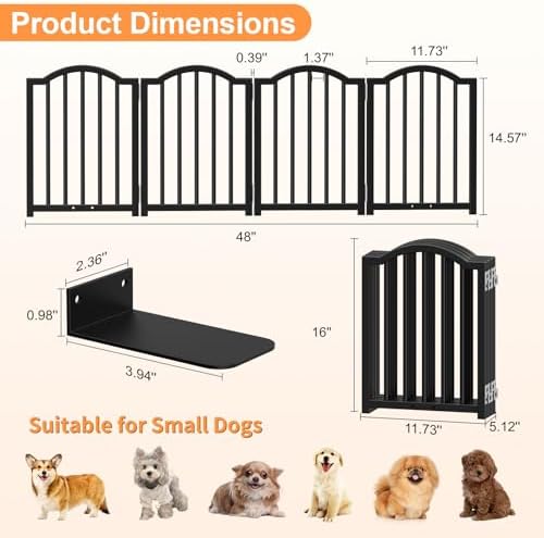 Snughome Short Dog Gate Indoor, Expands Up to 48’’ Wide Foldable Pet Gates - Image 3