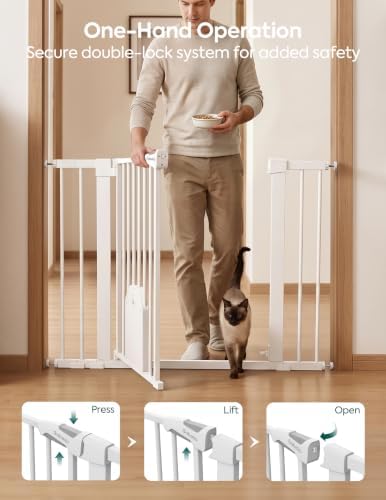 Babelio 36" Tall Dog Gate with Adjustable Cat Door, CatPrivilege I - Image 5