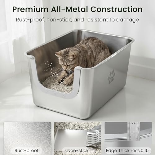 Stainless Steel Litter Box 11.8" High Sides - Image 6