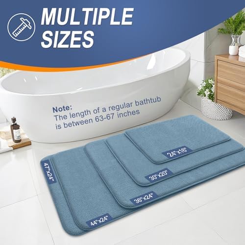 OLANLY Thick Memory Foam Bathroom Rugs 30x20, Absorbent Bath Mat, Airy Blue - Image 5