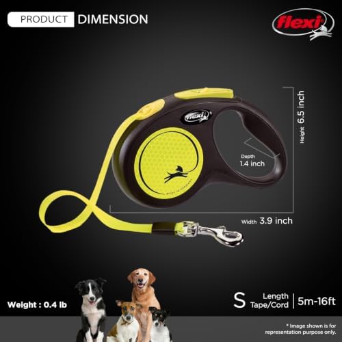 FLEXI® Neon Tape Retractable Dog Leash, 16 ft - Image 2