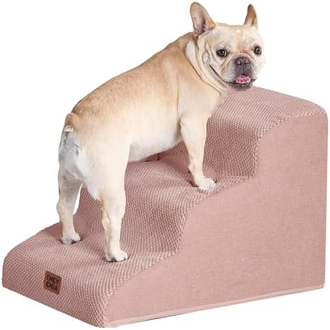 EHEYCIGA Curved Dog Stairs Ramp, 3-Step Dog Steps, 15.7" H Pet Step by EHEYCIGA