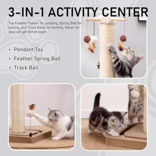 PEEKAB Cat Scratching Post for Indoor Adult Cats and Kittens, 33 Inches Tall - Image 3