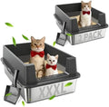 2PACK XXXL Enclosed Stainless Steel Litter Box by GazingMe