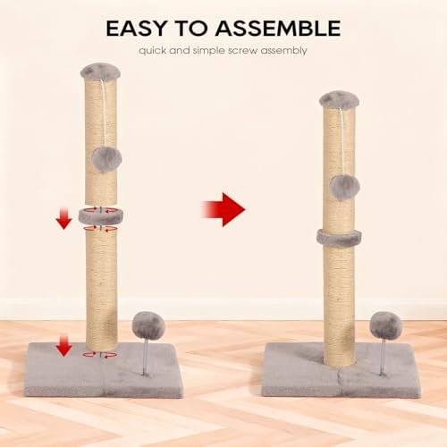 FDW 22 Inch Cat Scratching Post Cat Scratcher Natural Sisal Rope Scratch Post - Image 6