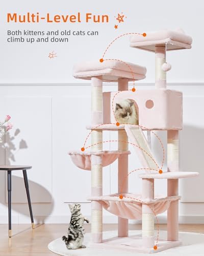 Taoqimiao Sturdy Cat Tree, 58In Cat Tower - Image 3