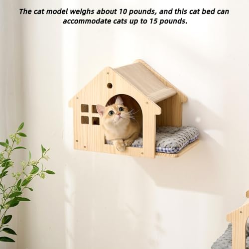 SHENGOCASE 2-Pack Natural Wood Cat Wall House Bed - Image 2