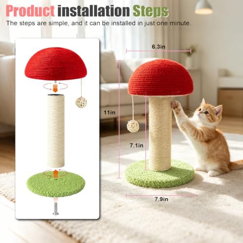 Mini Mushroom Sisal Cat Scratching Post - Image 5