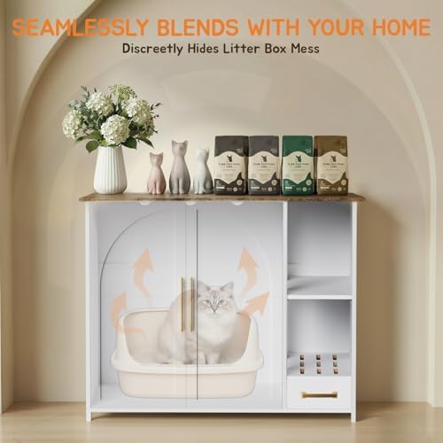 Hidden Cat Litter Box Enclosure Furniture – Large Dog-Proof Litter Box Cabinet - Image 4