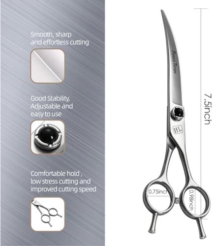 Dog Grooming Scissors: 7.5 inch Pet Curved Shears Made Of Japanese 9CR Advanced - Image 4