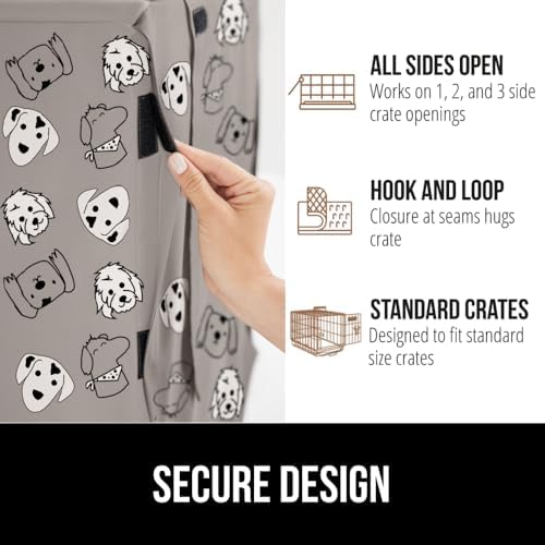 GORILLA GRIP Dog Crate Covers, Wire Kennel Topper, 36 in, Taupe Dogs - Image 5