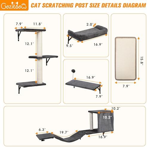 5Pcs Wall Mount Cat Tree & Shelf Furniture - Image 4
