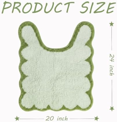Green U Shaped Toilet Mat for Bathroom Floor Bath Mat Non Slip Washable Water - Image 2