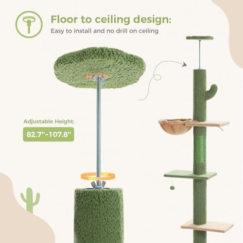 PEQULTI Floor to Ceiling Cat Tree, Adjustable 83-108in 5-Level Tower - Image 4