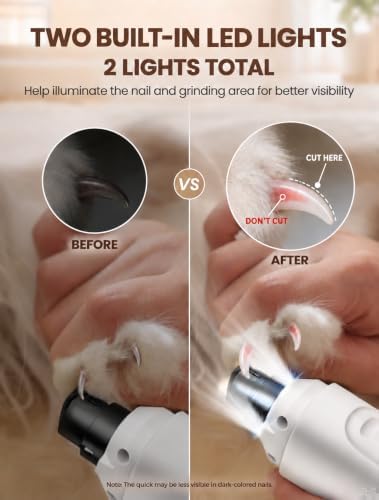 Dog Nail Grinder, Quiet 6-Speed Electric Pet Nail Trimmer - Image 4