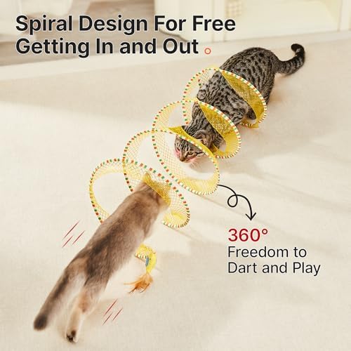 Potaroma Spiral Tunnel Cat Toy, Self Play Collapsible Spring Kitten Tunnel - Image 3