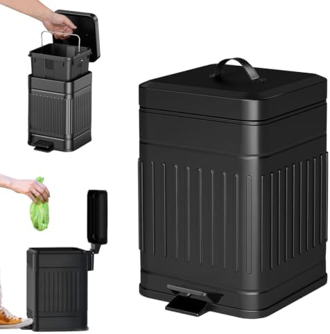 Small Bathroom Trash Can with Lid, Metal Dog Poop Trash Can Outside by Tegneo