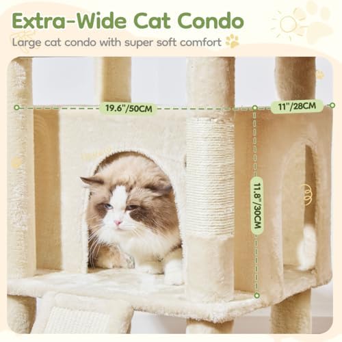 Taoqimiao Cat Tree for Large Cats, 72In Tall Cat Tower, Giant Platform - Image 4