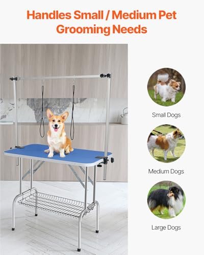 VEVOR 36 x 24 Inch Pet Grooming Table, 2 Height Adjustable Arms, No-Sit Haunch - Image 6