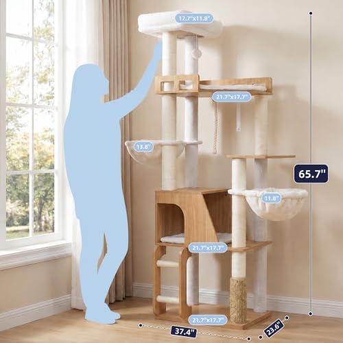 Hey-brother Wooden Cat Tree Tower - Image 2