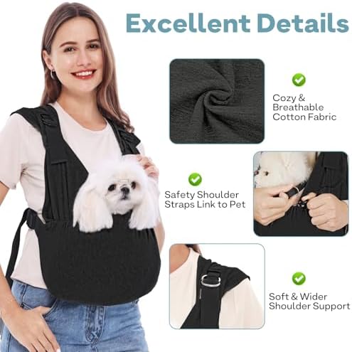 Supet Dog Sling Carrier for Small Pet, 95% Cotton Adjustable Front Backpack - Image 6