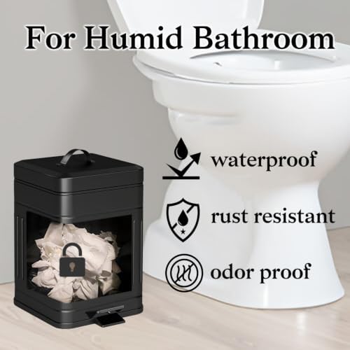 Small Bathroom Trash Can with Lid, Metal Dog Poop Trash Can Outside - Image 3