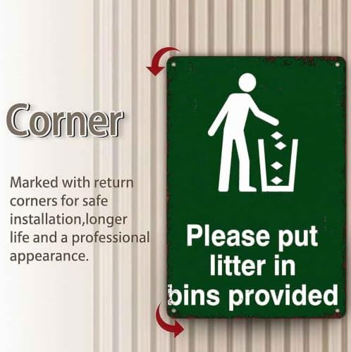 12 X 8in Aluminum Please Put Litter In Bins Provided Metal Sign - Image 3