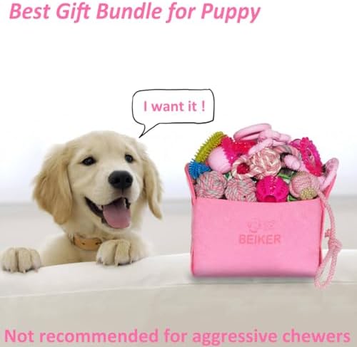 Beiker 20 Pack Pink Puppy Chew Toys, Dog Teething Toys - Image 6