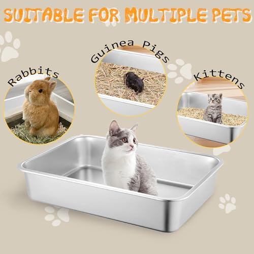 10 Pack Stainless Steel Cat Litter Box, 15.7"×11.8"×4" Metal Litter Pan - Image 7