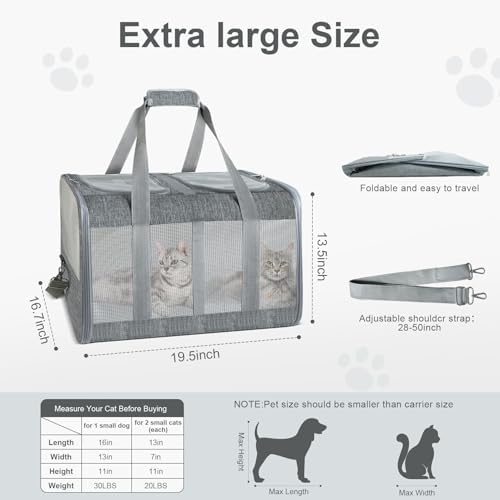Soft-Sided Cat Carrier for 2 Cats, Breathable Mesh Design, Airline Approved - Image 5