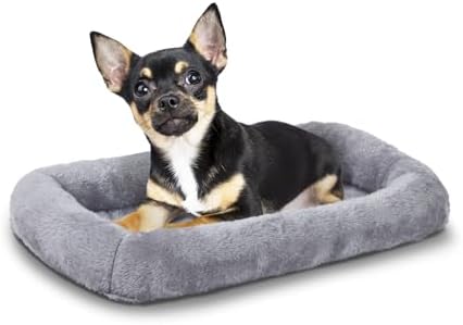 Patas Lague Small Dog Bed Bolster Pet Crate Mat 16''x12'' Grey by PatasLague