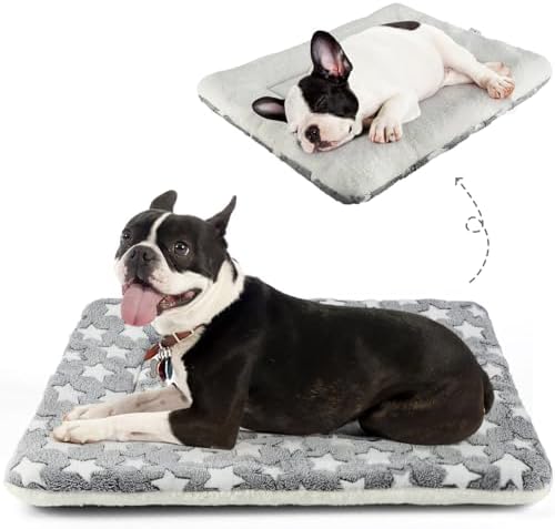 Mora Pets Dog Crate Pad Bed Ultra Soft Pet Mat Star Print Grey 29 x 21 Inch by MoraPets