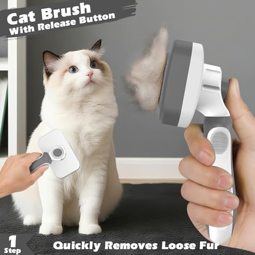 3PCS Cat Grooming Supplies, Cat Brush & Nail Clipper/Trimmer & Flea Comb - Image 3