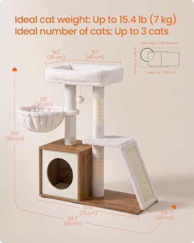 Feandrea Cat Tree, 3-Tier Cat Tower - Image 6
