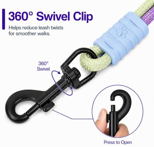 Hands Free Dog Leash, Double Handle Leash 6.5FT Purple-Green - Image 6
