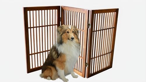 Urnporium Pet Dog Gate Freestanding, Strong Durable Folding Wooden Fence - Image 2